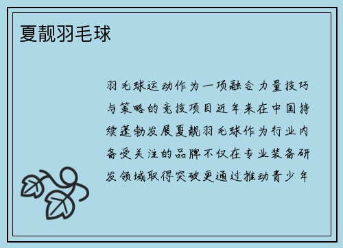 夏靓羽毛球
